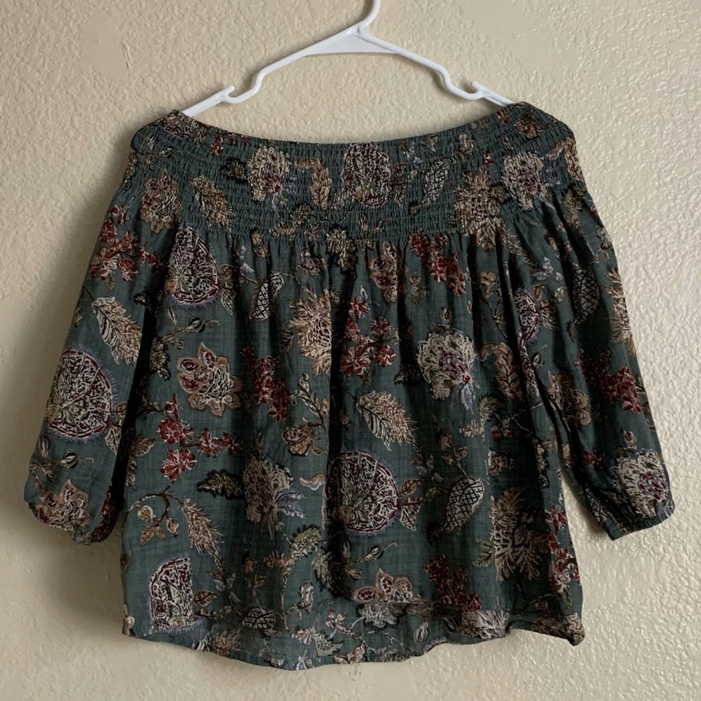 Off the shoulder green blouse